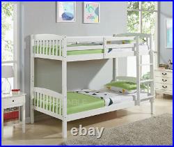 Bunk Bed White Kids High Sleeper Solid Pine Wooden Frame Children's Single 3FT
