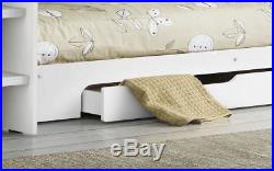 Bunk Bed White with Ladder Glow Strip, Shelves Storage, and Drawer Storage