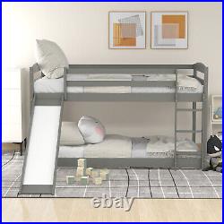 Bunk Bed With Silde Kids Single Size Bed 3ft Solid Wood Bed Frame Bedroom Grey