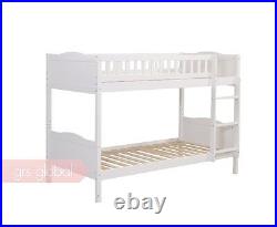 Bunk Bed Wooden Bed Frame White Pine Sleeper with Ladder Kids Single 3FT Mattress