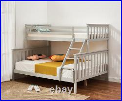 Bunk Bed Wooden Single Top Double Base Bed Pine Frame Children Bedroom Furniture
