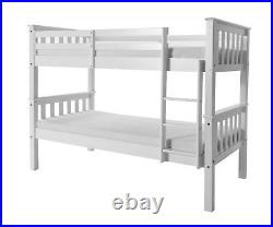 Bunk Bed Wooden Solid Wood Bedstead Twins Porto For Teens Adults Kids White