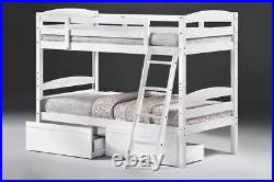 Bunk Bed Wooden Solid Wood Bedstead Twins Tripoli For Teens Adults Kids White