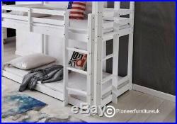 Bunk Bed Wooden frame triple sleeper children 3ft adult 3 tier bunk bed White
