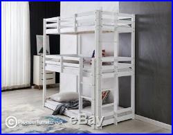 Bunk Bed Wooden frame triple sleeper children 3ft adult 3 tier bunk bed White