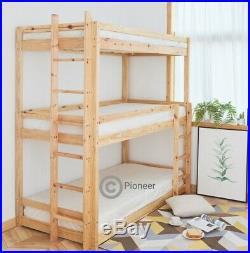 Bunk Bed Wooden frame triple sleeper children 3ft adult 3 tier bunk bed pine
