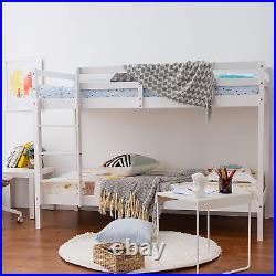 Bunk Bed for Kids, 3FT Single Bed Wooden Bunky Bed with Ladder, White