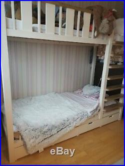 Bunk Bed, solid wood white painted / oak very good quality in nice condition