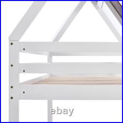 Bunk Bed with 3-step-ladder 3FT Solid Pine Wood Single Bed Frame (90x190cm)