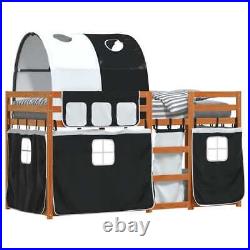 Bunk Bed with Curtains Frame White&Black 90x190 cm Solid Wood Pine vidaXL
