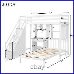 Bunk Bed with Desk, Shelves and Slatted Frame 3ft Single Bed with Storage Stairs