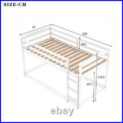 Bunk Bed with Ladder Single 3ft Solid Pine Wood Bed Frame Sleeper Kids White NEW
