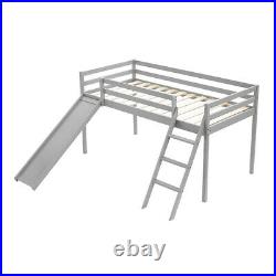 Bunk Bed with Slide & Ladder Pine Wood 3FT Single Bed Frame Cabin Bed for Kid