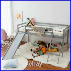 Bunk Bed with Slide & Ladder Pine Wood 3FT Single Bed Frame Cabin Bed for Kid