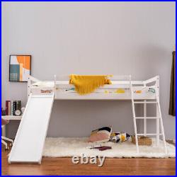 Bunk Bed with Slide Stairs Slats Pine Wood 3ft Single Bed Frame Loft Bed for Kid