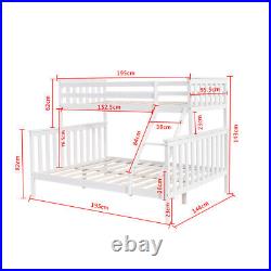 Bunk Bed with Stair Wooden Bed Frame Splits 3ft Single 4ft6 Double Bed in White