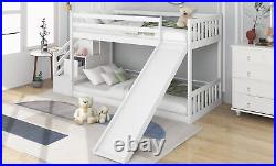 Bunk Bed with Stairs & Slide Solid Pine Wood Frame Children Bed with 2 Drawers