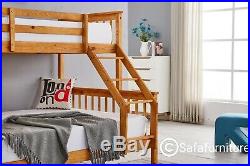 Bunk Bed wooden frame triple sleeper children 4ft6 & 3ft adult Oak colour