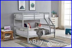 Bunk Bed wooden frame triple sleeper children 4ft6 adult Silk Grey or White bed