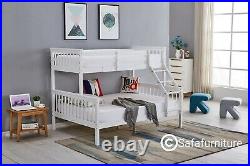 Bunk Bed wooden frame triple sleeper children 4ft6 adult White bed