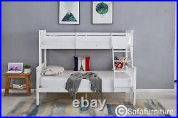 Bunk Bed wooden frame triple sleeper children 4ft6 adult White bed