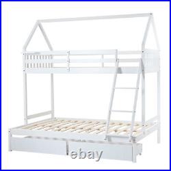 Bunk Beds 3ft Single 4ft6 Double Bed Kids High Sleeper Pine Wooden Bed Frame QF