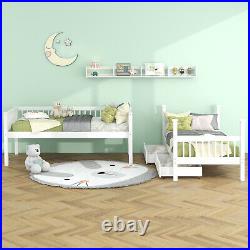 Bunk Beds Kids Children High Sleeper Pine 3FT Single Storage Wooden Bed Frame