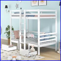 Bunk Beds Kids Functional Loft Bed 3ft Wooden Storage Bed Frame High Sleeper BT