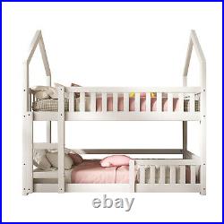 Bunk Beds Kids Treehouse Wooden Single Size Bed Solid Pine Wood Bed Frame White
