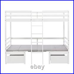 Bunk Beds MULTI FUNCTION Kids Bed 3ft Wooden Storage Bed Frame with Desk Chairs
