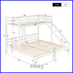 Bunk Beds Triple 3ft Single Bed Pine Wood Kids Sleeper Children Bed Frame