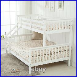 Bunk Beds Triple Sleeper Bed Wooden Frame 3FT Top 4FT6 Base Furniture White