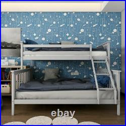 Bunk Beds Triple Sleeper Wooden Double Bed Frame Grey Kids Bedstead with Stairs UK