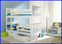 Bunk Beds Wooden Childrens White Solid Pine Kids Bedroom Furniture 3ft Bed Frame