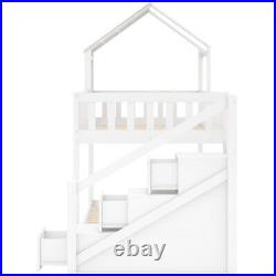 Bunk Beds for Kids 3ft Wood House Bed Wooden Cabin Bed Frame with Storage Ladder