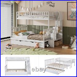 Bunk Beds with Trundle Bed Frame Single 3ft Double 4ft6 Kids Children Detachable