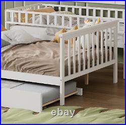 Bunk Beds with Trundle Bed Frame Single 3ft Double 4ft6 Kids Children Detachable