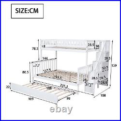 Bunk Beds with Trundle Bed Frame Single 3ft Double 4ft6 Kids Children Detachable