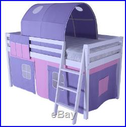 Bunk Cabin Loft Wooden Solid Pine Bed mid Sleeper Ladder Pink Girls 3ft Single