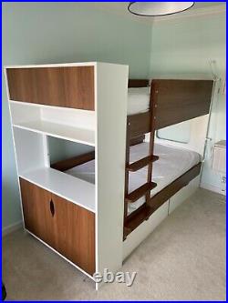 Bunk beds with storage & 2 single mattresses Aspace white & dark wood