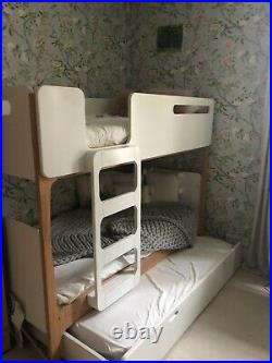 Bunk beds with trundle. Linus by Made. Com. Used, white & Pine Scandi look