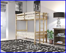 Bunkbed Solid Pine Heavy Duty Adults 3ft Single with 2x 20cm Mattresses (EB77)
