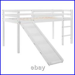 Cabin Bed Frame with Slide & Ladder Wooden Bunk Bed for Kids Solid Pine Wood