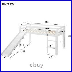 Cabin Bed Frame with Slide & Ladder Wooden Bunk Bed for Kids Solid Pine Wood