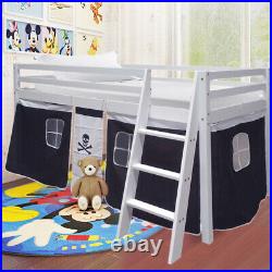 Cabin Bed Mid Sleeper Kids Child Wooden Bunk Bed with Pirate Design Curtain Tent
