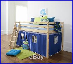 Cabin Bed Mid Sleeper Wooden Pine Bunk Bed with Mattress