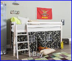 Cabin Bed Mid Sleeper Wooden Pine Bunk Bed with Mattress