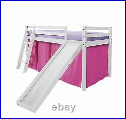 Cabin Bed Midsleeper Kids Bunk Bed with Tent and Slide in Choice of Colours