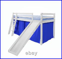 Cabin Bed Midsleeper Kids Bunk Bed with Tent and Slide in Choice of Colours