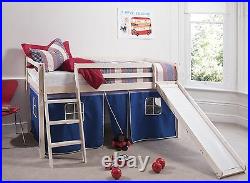 Cabin Bed White Mid Sleeper Bunk with Slide BlueTent 6005
